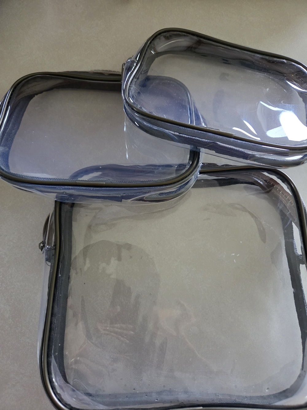 Clear Travel Electronics Pouch with Black Trim - 3-Pack